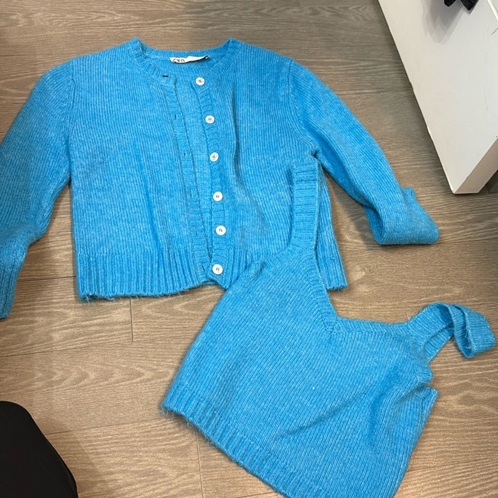 Zara two piece sweater set size small sweater and medium top